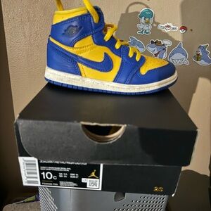 Toddler boy retro jordan 1 size 10c royal blue and yellow